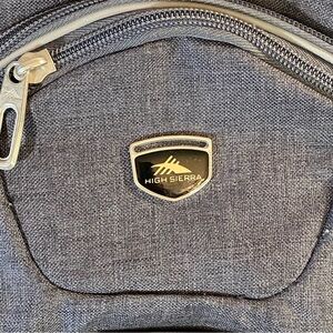 High Sierra, backpack multi pocket reinforced handle padded back two-tone grey